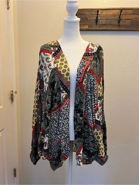 Women's Multi-Print Open Front Tunic Cardigan